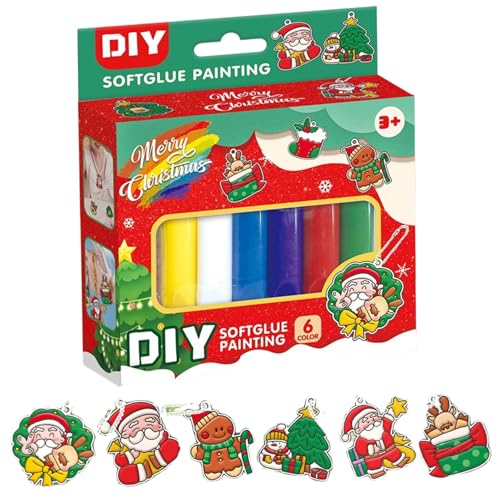 Kunsthandwerks -Set Weihnachten DIY Kristallfarbe Kunsthandwerk mit mehreren Farben Kristallfarbe mit Weihnachtsanhänger Kit DIY Kristallmalerei für Winter Wandtür Fensterdekor, Weihnachtsdiamantkuns von NIDONE