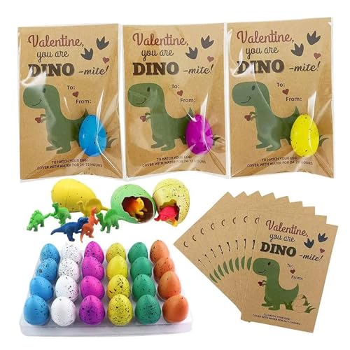 NIDONE 1 festgelegte Dinosaurierspielzeug, 24 Prozent Dinosaurier Eier schlüpfen Dinosauriereier mit Karten und Taschen, wachsen in Wasserriss, Dracheneier für Kinder Jungen Mädchen von NIDONE