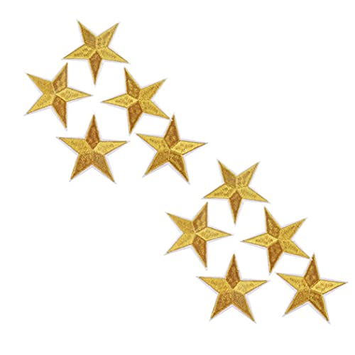 NIDONE 10 PCS Gestickter Stern Applique Kleidung Nähen Gestickte Aufnäher Aufnähen/Eisen Aufnähen Patch Applique DIY Craft Accessoire für Kleid, Hut, Jeans(Gold) Pentagramm von NIDONE