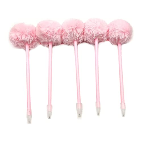 NIDONE 5 Pcs Gel Pen Cute Pom-Pom Kunststoff Kugelschreiber Unterschrift Kugelschreiber Cartoon Kinder Student mit Kugelschreiber Schreibwaren Neutral Stifte von NIDONE