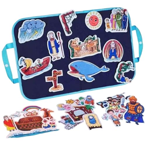 NIDONE Filzboard für Kleinkinder 1 Set Filz Board für Kleinkinder Bible Stories Felt Board Set, Flanell Board -Geschichten gehören Noahs Ark, Jonah und The Whale, David und Goliath, Krippenszene von NIDONE