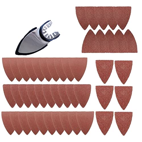 NIDONE Multitool Schleifpads Finger Oszillierend Universal Schleifmittel Dreieck Schleifpapier 51PCS von NIDONE