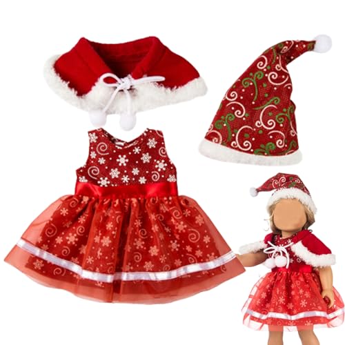 NIDONE Puppe Kleidung Baby Puppe Kleidung für 20Zoll Puppen 3Pcs/Set Baby Puppe Outfits Rote Blume Druck Baby Puppe Zubehör Set für Weihnachten Geburtstag Stil 1 von NIDONE