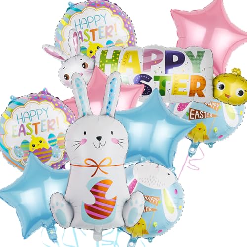 Ostern Luftballons 10 Stück Bunny Ostern Folienballons Hasen Luftballons Küken Ostereier Helium Luftballons Ostern Party Deko für Kinder Ostern Bunny Thema Kinder Geburtstag Party Dekoration von NIEEKRUN