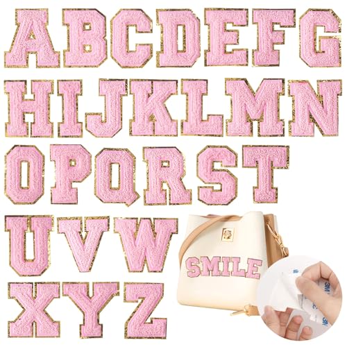 26pcs Buchstaben Aufkleber A-Z,Aufbügel Patches,Buchstaben Zum Aufbügeln,Bügelbild Selbst Gestalten,Buchstaben Aufbügeln,Bügelbuchstaben Für Textilien,Buchstaben Zum Aufnähen Groß,Rosa von NIEITRK