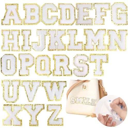 26pcs Buchstaben Aufkleber A-Z,Aufbügel Patches,Buchstaben Zum Aufbügeln,Bügelbild Selbst Gestalten,Buchstaben Aufbügeln,Bügelbuchstaben Für Textilien,Buchstaben Zum Aufnähen Groß,Weiß von NIEITRK