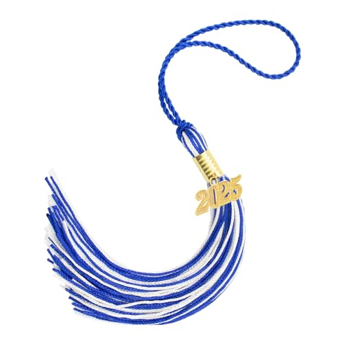 Quasten 2025,Abschluss Quaste,Graduation Quasten 2025,Quasten Anhänger Tassels,2025 Graduation Quaste Mit Gold Charm Dekorationen Für Graduation Hat Doktorhut,Quasten Blau,Weiß von NIEITRK