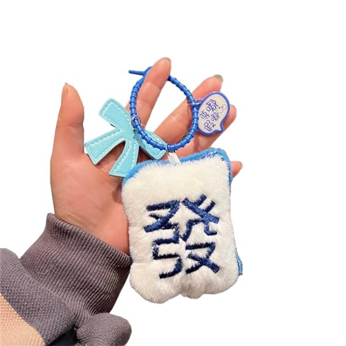 NIHENHAO Mahjong Schlüsselanhänger, Plüsch, Mahjong-Anhänger, Tasche, Schlüsselanhänger, Ornament, Handys, Charm-Dekorationen für Neujahr von NIHENHAO