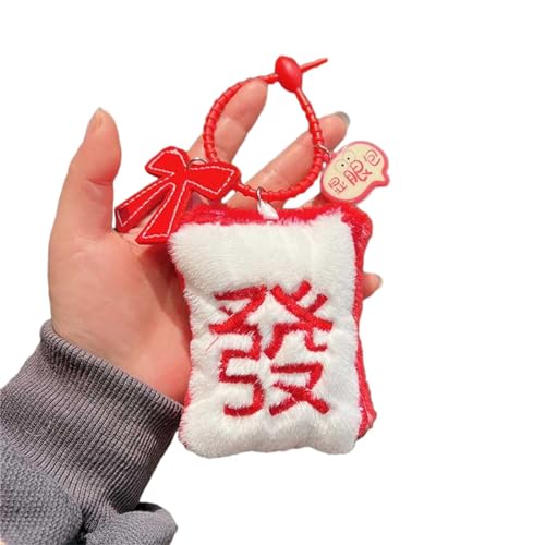 NIHENHAO Mahjong Schlüsselanhänger, Plüsch, Mahjong-Anhänger, Tasche, Schlüsselanhänger, Ornament, Handys, Charm-Dekorationen für Neujahr von NIHENHAO