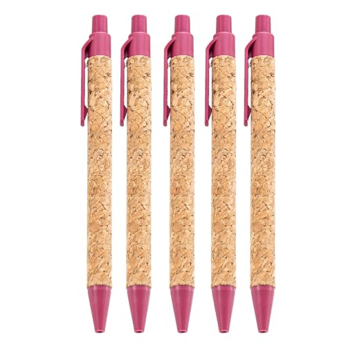 NIHUIFA 5 Stück/Set einziehbarer Kugelschreiber, glattes Schreiben, 1,0 mm, Signaturstift, Holzmaserung, Ölstift für Schule, Büro, Arbeit von NIHUIFA