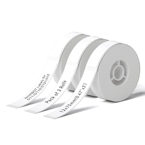 NIIMBOT 3 Rolls Labels for D11/D110/D101/H1S, Thermal Printer Labels 0.47" x 3"(12x75mm), NIIMBOT Labels for Logo/Jar Label/Home/Kitchen(White) von NIIMBOT