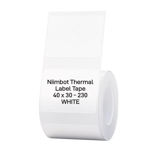 NIIMBOT B21 Etiketten Macherband angepasste Aufkleber Etiketten Druckpapier adresse Etikettenband Glänzend Wasserdicht (Weiß-4030) von NIIMBOT