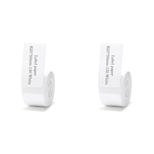 NIIMBOT D101 Label Maker Tape, Thermopapier selbstklebende Aufkleber, 0.98 "x1.97"(25x50mm) weiße Etiketten für Unternehmen, 130 Etiketten pro Rolle (Packung mit 2) von NIIMBOT