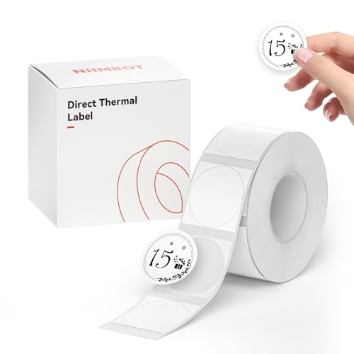 NIIMBOT Etiketten Selbstklebend Kompatible mit NIIMBOT B1/B21/B3S Thermo Etikettendrucker,Thermo Papier für Schule, Zuhause, Büro, Kleine Unternehmen (Weiß-Runden-21 x 21mm) von NIIMBOT