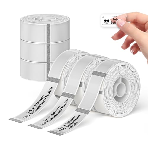 NIIMBOT Etiketten Selbstklebende Rolle für D110 / D11 / D101, 14 x 30mm/2 Rollen, 14 x 40mm/2 Rollen, 14 x 50mm/2 Rollen, 6-Rollen Thermo-Etikettenband für Home-Office-Etikettenbänder, Klar von NIIMBOT