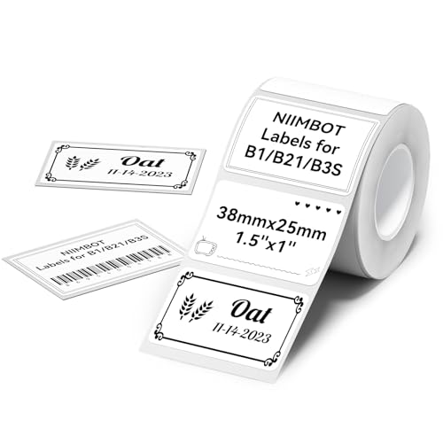 NIIMBOT Etiketten für B1, B21, B3S, Thermodrucker-Etiketten, 38 x 25 mm, Etikettenband für Glasetiketten, Adress-Etiketten, Aktenordner-Etiketten von NIIMBOT