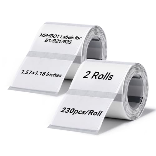 NIIMBOT Etiketten für B1, B21, B3S, Thermodrucker-Etiketten, 40 x 30 mm, transparent, 2 Rollen von NIIMBOT