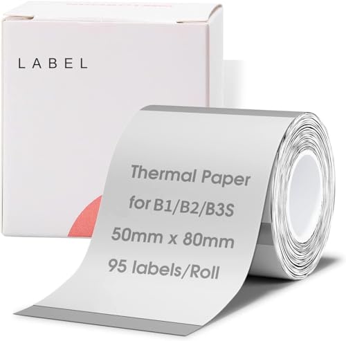 NIIMBOT Thermo Etiketten Selbstklebend, B1/B21/B3S Etikettenband Papier für Schule, Zuhause, Büro, Kleine Unternehmen (Klar-Rechteck-50 x 80mm) von NIIMBOT