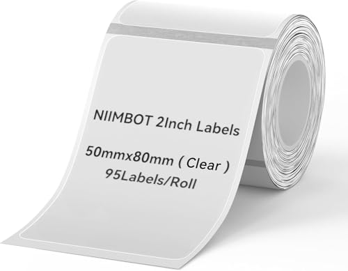 NIIMBOT Thermo Etiketten Selbstklebend, B1/B21/B3S Etikettenband Papier für Schule, Zuhause, Büro, Kleine Unternehmen (Klar-Rechteck-50 x 80mm) von NIIMBOT