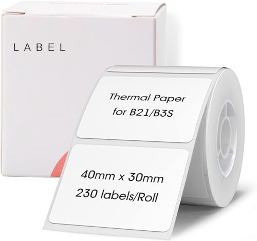 NIIMBOT Thermo Etiketten Selbstklebend, B1/B21/B3S Etikettenband Papier für Schule, Zuhause, Büro, Kleine Unternehmen (Weiß-Rechteck-40 x 30mm) von NIIMBOT