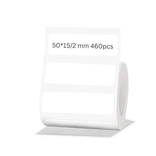 NiiMbot Thermo-Etikettenpapier, wasserdicht, öldicht, Etikettenpapier für tragbaren B21-Thermo-Etikettendrucker (Weiß, 50 x 15/2 mm, 460 Stück) von NIIMBOT