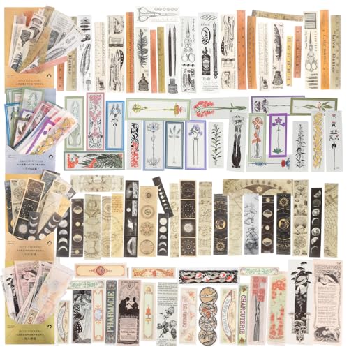 NIKUNX Scrapbooking Sticker Set, 160 Stück Selbstklebend Retro Streifen Scrapbooking Aufkleber, Scrapbooking Washi Sticker, 4 Stile Designed Journal Sticker für Scrapbooking, Travel Journaling von NIKUNX