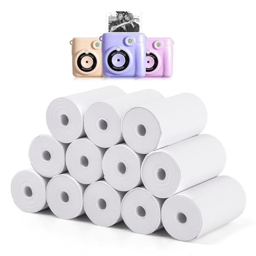 12 Rollen Kinder Sofortbildkamera-Druck-Nachfüllpapier, HD-Papierkamera, Sofortdruckkamera-Nachfüllpapier für Kinder, Sofortbildkamera, Zubehör (57 x 30 mm) von NINEFOX