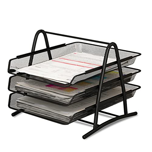 NINESHE Papier Organizer Ablage, Desktop Dokumenten Briefablage Organizer, Dokumentenablage, Netzhalterung, Papier Briefregalhalter für Zuhause, Büro, Schule (3-stöckig) von NINESHE