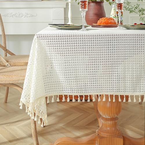 NINGHOME Tischdecke für Zuhause,150x220cm,Längliche Tischtuch Staubdicht Knitterfrei Leinen Tischdecke für Restaurant Picknick Küchen Tischdekoration von NINGHOME