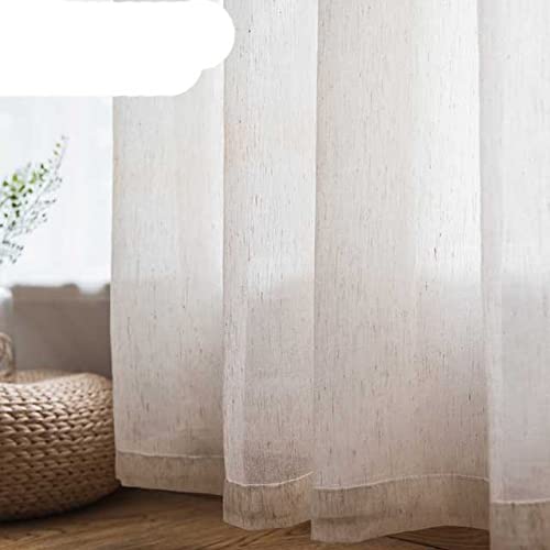 Beige Leinen-Tüll-Vorhänge für Wohnzimmer Moderne Flachs-Gardinen für Schlafzimmer Fester Vorhang für Kinder-Fenstervorhänge-Beige Tüll-Vorhänge,B300cm x H270cm,Tüllen Top von NIQIU