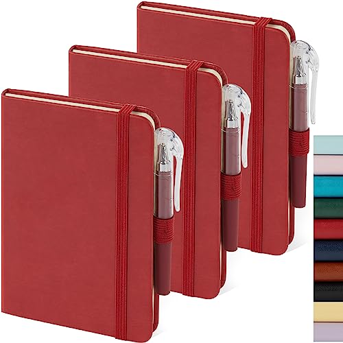 Kleines Leder-Notizbuch-Journal mit Stift für schreibende Frauen, Mini-Taschen-Mini-Notizblock mit linierten Notizblättern, für Arbeit und Reisen, roter wasserdichter Ledereinband. von NIRMIRO