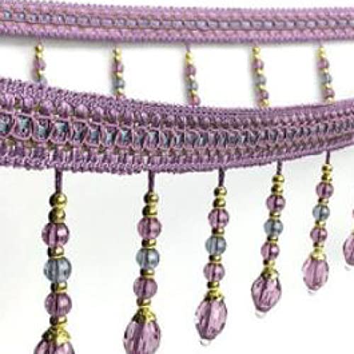 NIRNHYRUR Quastenbesatz, Quastennähen, 12 Yards Nähen Trim Fransen Geflecht Perlen Anhänger Quaste Perlen Vorhang Lampenschirme Dekorative Nähen Handwerk Zubehör(Purple) von NIRNHYRUR