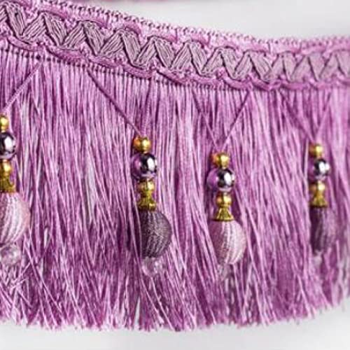 NIRNHYRUR Quastenbesatz, Quastennähen, 12 Yards Vorhang dekorative Zopf Perlen Anhänger Quaste Fransen Trim for Nähen Handwerk Home Decor DIY Party hängen(Purple) von NIRNHYRUR