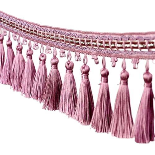 NIRNHYRUR Quastenbesatz, Quastennähen, 5 Meter Vorhang Nähen Quaste Fransenbesatz Zopfband Spitzenbesatz Zierbesatz for Lampenschirme Sofa DIY Handwerk(Pink) von NIRNHYRUR