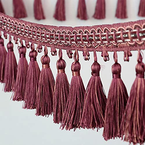 NIRNHYRUR Quastenbesatz, Quastennähen, 5 Meter Vorhang Nähen Quaste Fransenbesatz Zopfband Spitzenbesatz Zierbesatz for Lampenschirme Sofa DIY Handwerk(Red Purple) von NIRNHYRUR