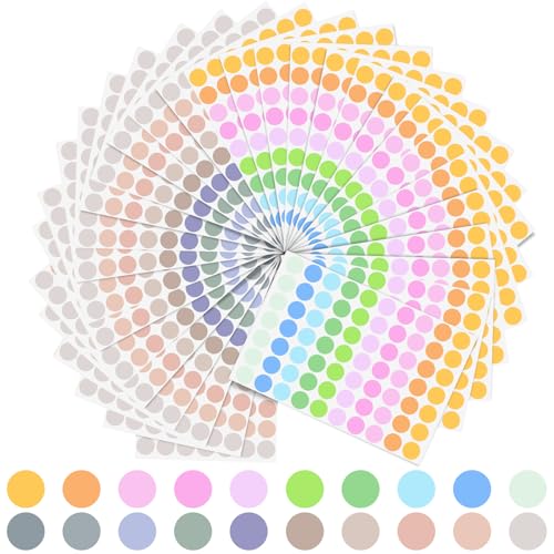 NISENTIA Klebepunkte Bunt | 2100 Stück Markierungspunkte | 20 Farben Punkte Aufkleber | 19 mm Runde Aufkleber | Selbstklebende Sticker Rund für Büro, Schule, Kalender, Karten-Aufkleber von NISENTIA