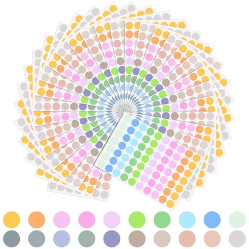 NISENTIA Klebepunkte Bunt | 2100 Stück Markierungspunkte | 20 Farben Punkte Aufkleber | 19 mm Runde Aufkleber | Selbstklebende Sticker Rund für Büro, Schule, Kalender, Karten-Aufkleber von NISENTIA