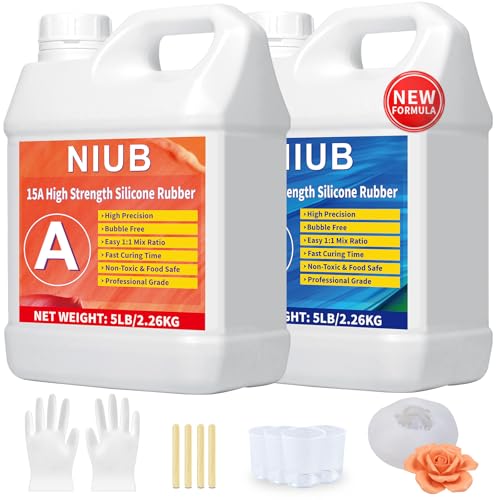 NIUB Abformsilikon,15A 4,52kg Flüssiges Silikon Abformmasse,Selbstentlüftend, Lebensmittelecht, Easy Mold Release, Niedrige Viskosität,Silikon zum Abformen NIUB Abformsilikon,15A 4,52kg Flüssiges Silikon Abformmasse,Selbstentlüftend, Lebensmittelecht, Easy Mold Release, Niedrige Viskosität,Silikon zum Abformen von NIUB