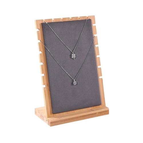 NIUHUAHUI Halsketten für Damen Holz Abnehmbare Halskette Display Rack Anhänger Organizer Schmuck Display Board Schmuck Hängen Rack Display Stand Geschenke für Frauen(Grey) von NIUHUAHUI