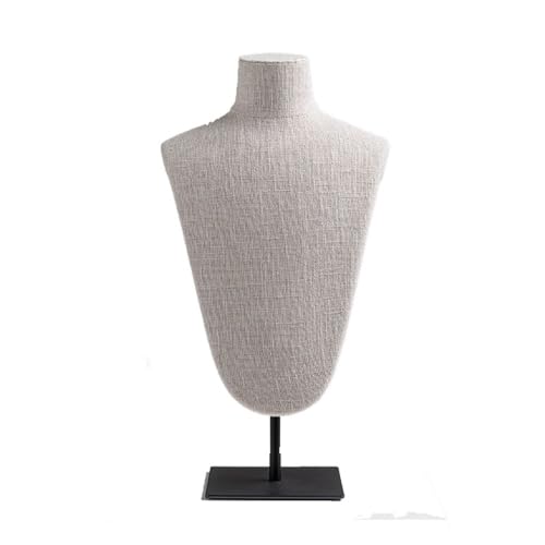 NIUHUAHUI Halsketten für Damen Leinen-Schmuck-Display-Büste, Halsketten-Mannequin-Halter mit Metallsockel – Halsketten-Büste for Einzelhandelsgeschäfte Geschenke für Frauen(Black) von NIUHUAHUI