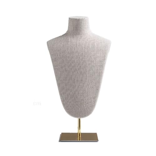 NIUHUAHUI Halsketten für Damen Leinen-Schmuck-Display-Büste, Halsketten-Mannequin-Halter mit Metallsockel – Halsketten-Büste for Einzelhandelsgeschäfte Geschenke für Frauen(Gold) von NIUHUAHUI