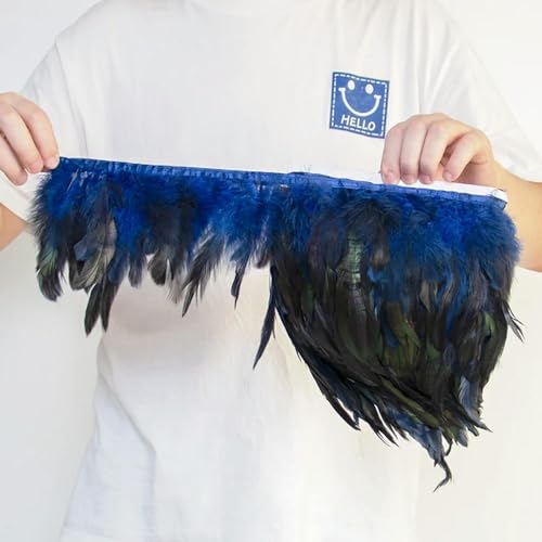 Hüte mit Federn dekoriert. 1 Meter weiße Hühnerfedern mit Fransen, 10–15 cm, natürliches Hahnenfederband for Karneval, Party, Kleidung, Nähen, Dekoration(Navy Blue) von NIUSABOU