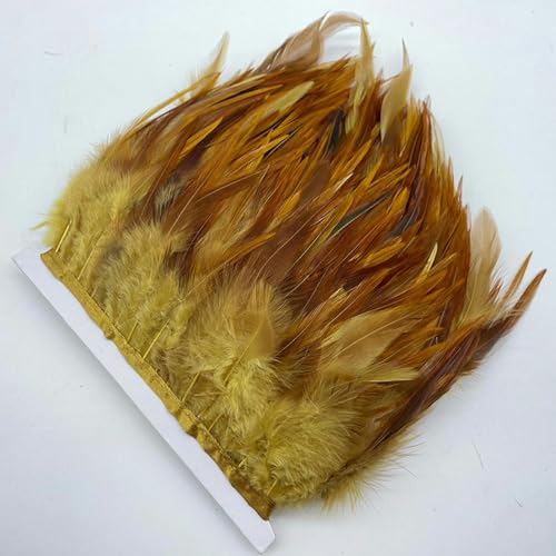 Hüte mit Federn dekoriert. 1 mt/los Natürliche Fasan Federn Trim Plume Handwerk Weihnachten Handgemachte DIY Farbige Feder Party Band Hochzeit Decor Zubehör(Light Brown) von NIUSABOU