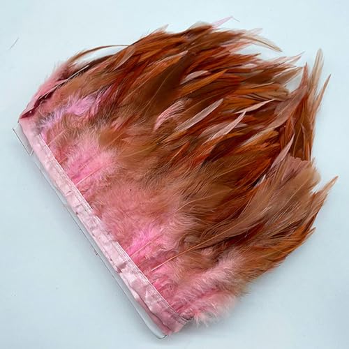 Hüte mit Federn dekoriert. 1 mt/los Natürliche Fasan Federn Trim Plume Handwerk Weihnachten Handgemachte DIY Farbige Feder Party Band Hochzeit Decor Zubehör(Pink) von NIUSABOU