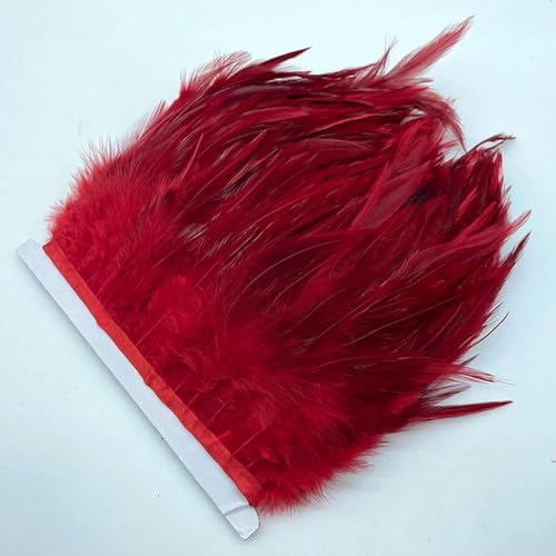 Hüte mit Federn dekoriert. 1 mt/los Natürliche Fasan Federn Trim Plume Handwerk Weihnachten Handgemachte DIY Farbige Feder Party Band Hochzeit Decor Zubehör(Red) von NIUSABOU