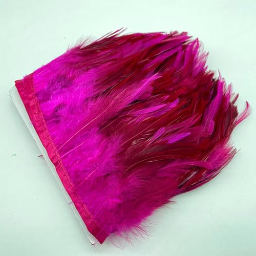 Hüte mit Federn dekoriert. 1 mt/los Natürliche Fasan Federn Trim Plume Handwerk Weihnachten Handgemachte DIY Farbige Feder Party Band Hochzeit Decor Zubehör(Rose Red) von NIUSABOU