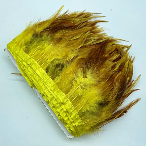 Hüte mit Federn dekoriert. 1 mt/los Natürliche Fasan Federn Trim Plume Handwerk Weihnachten Handgemachte DIY Farbige Feder Party Band Hochzeit Decor Zubehör(Yellow) von NIUSABOU