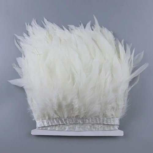 Hüte mit Federn dekoriert. 1Meter 15-20CM Natürliche Huhn Hahn Schwanz Federn Borte Streifen for DIY Hochzeit Kleidung Party Hahn feder Band(White) von NIUSABOU