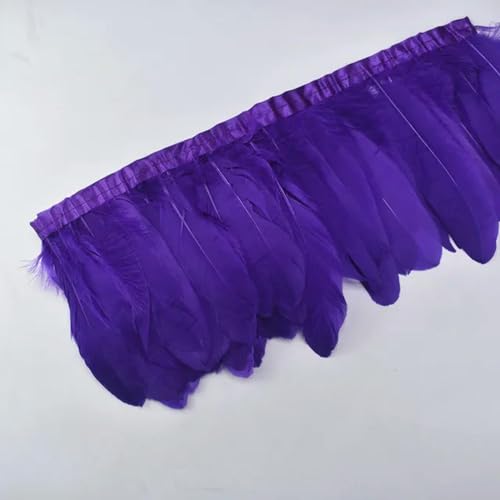 Hüte mit Federn dekoriert. 2 Yards bunter Gänsefederbesatz mit Fransen, weiß und schwarz, Gänsefedern auf Band for Kleidung, Nähen, Besätze, Handarbeiten, Dekoration(Deep Purple) von NIUSABOU