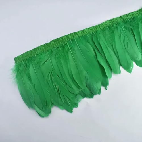 Hüte mit Federn dekoriert. 2 Yards bunter Gänsefederbesatz mit Fransen, weiß und schwarz, Gänsefedern auf Band for Kleidung, Nähen, Besätze, Handarbeiten, Dekoration(Grass Green) von NIUSABOU